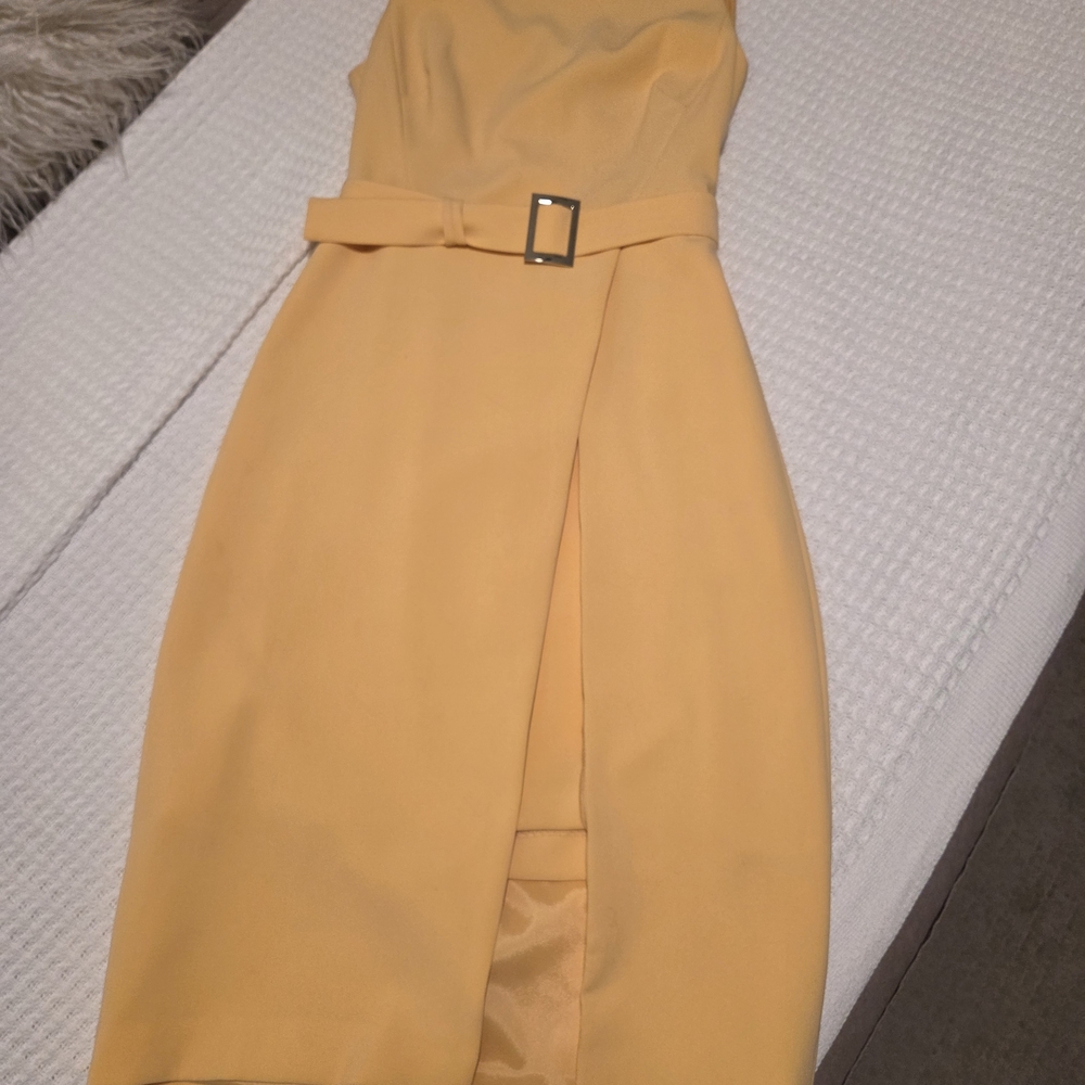 White House Black Market Strapless Yellow Dress